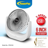 PowerPac USB Fan, Desk Fan, Portable Fan, Rechargeable Fan with 3 speed setting (PPUF225)