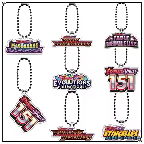 Pokemon Ptcg French Version Card Series 151 Sv11 Logo Acrylic Keychain Pendant Cartoon Anime Diy Hom