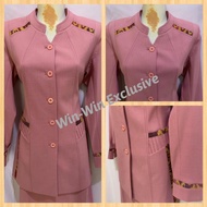 setelan blazer baju kerja kantor wanita batik merah muda / pink - 7l