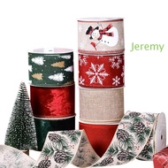 JEREMY1 9Metres/roll DIY Wreath Bows Ribbons, Cartoon Snowflake Christmas Ribbons, Printed Satin Rib