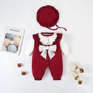 Baby Autumn Winter Jumpsuit Plus Velvet Thickened Newborn Clothes Hundred Days Baby Girl Autumn Wint