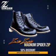 PROMO SEPATU KASUAL PRIA ZIMZAM MAGNUM ZIP SPIDER BLACK KULIT DOFF