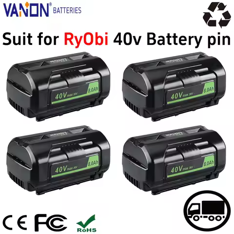 VANON 1/2/4Pcs OP4040A1 8.0Ah 40V MAX Li-Ion Battery Replace for Ryobi OP4015 OP4026 OP40401 OP4050 