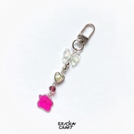 KEYCHAIN DITTO PURPLE BEADS KEYCHAIN ANIME POKEMON PAPER SHRINK BY ERICKA CRAFT