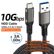 10Gbps USB3.2 Gen2 Cable KAIYUE USB A to TYPE-C Cable 3A 60W QC3.0 Fast Charging for  HONOR 200  200