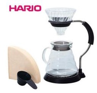 HARIO V60 玻璃濾杯支架咖啡壺組1-4人份 附濾紙+咖啡量匙 VAS-8006-G 促銷