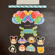 Tsum Tsum Plush Characters Happy Birthday Cake Toppers Disney Themes / Birthday Banner Decor Cupcake Toppers