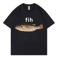 Funny Fish T-Shirt European And American Creative Funny Fish Pattern Casual Plus Size Short Sleeve T