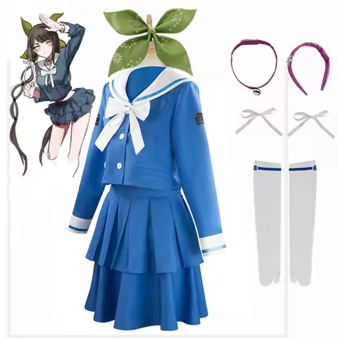 Anime Danganronpa V3 Killing Harmony Tenko Chabashira Cosplay Costume School Women Blue School Unifo