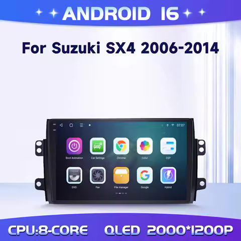 9" Car Multimedia Radio For Suzuki SX4 2006-2014 Android 16 4G WIFI Wireless BT Carplay Touch 2K QLE