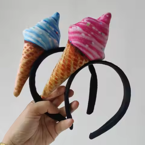 2 Pcs Ice Cream Headband Cone Dessert Hair Accessories Food Bopper Mini Headpiece Women Hairpin Love