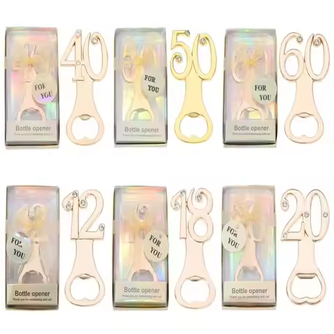 10pcs Golden Birthday Bottle Opener for 18th 30th 40th 50th 60th Birthday Party Wedding Anniversary 