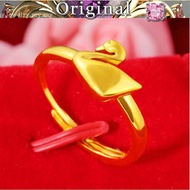 Open swan small flower love ring Cincin emas 916 tulen 2022 new style good