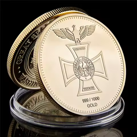 1871 Deutsche Reichsbank 1OZ Gold Plated Germany Cross Eagle Round Coins Collectibles