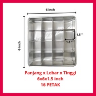 Loyang Brownies Cutter Acuan Mould Brownie Pan 8x8 inci Acuan Brownies Tray Sekat 10x10 Cookies Alum