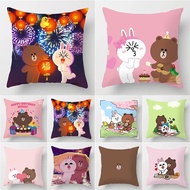 .linefriends Printed Pillowcase Pillow case 40x40cm/45x45cm/50x50cm Christmas New Year Cushion Cover Home Decor