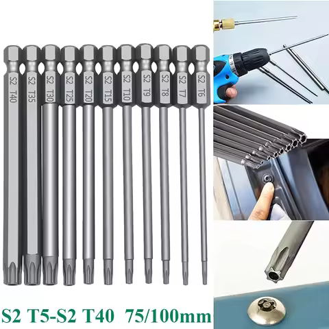 11Pcs 1/4" Hex Bits Driver Tamper Proof Magnetic Bit Set Security Drill Torx Screwdriver Flat Head F