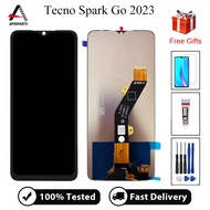 100% ผ่านการทดสอบสำหรับ Tecno Spark Go 2023 BF7n อะไหล่ชิ้นส่วนจอสัมผัสแอลซีดีของเครื่องแปลงดิจิทัลพ