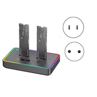 Dual-Bay M.2 NVME SSD Docking Station RGB USB C Type C OFFline Cloner Duplicator NVme PCIE Enclosure