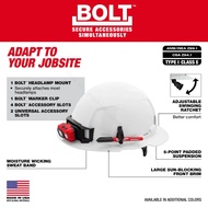 Usa Safety Helmet Milwaukee 48-73-1121 with head size adjustment buckle, vent with BOLT Headlight Ho