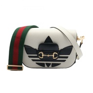 GUCCI adidas Horsebit 1955 2way 單肩包 658574 皮革 白色 二手女式