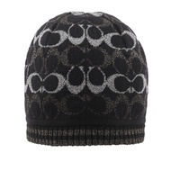 【COACH】金屬纖維CC Logo 羊毛毛帽(黑色)/平行輸入