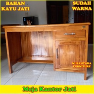 Meja Tulis Kerja Kantor Minimalis Bahan Kayu Jati