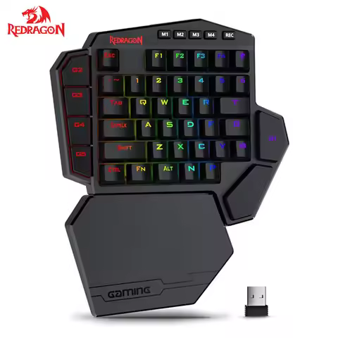 Redragon K585 DITI Wireless One-Handed Mechanical Keyboard 42 Keys 2.4Ghz RGB Gaming Keypad Detachab