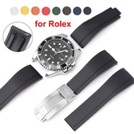 20mm Silicone Watch Strap for Rolex Water Ghost Submariner Daytona Replacement Watch Band Quick Release Rubber Bracelet with Folding Buckle