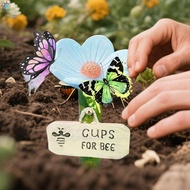 Flower Ceramic Watering Station Decorative Garden Stake with Self-Watering Spikes Pottery for Plants