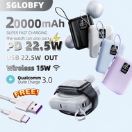 SGLOBFY Magnetic Powerbank CCC Fast Charging 20000mAh Mini Power Bank with Cable Portable Charger