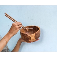 SOLID TEAK WOOD RAMEN MEATBALL BOWL WOOD CRAFT