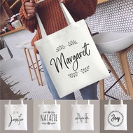 กระเป๋าผ้า ถุงผ้า เติมชื่อได้ Name Bags Collection Mono Script สวย เรียบ ดูดี (แจ้งชื่อที่ต้องการสกร