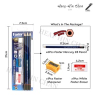 Faster 2B Pencils Set Score A 9300 (1 set with eraser & sharpener)