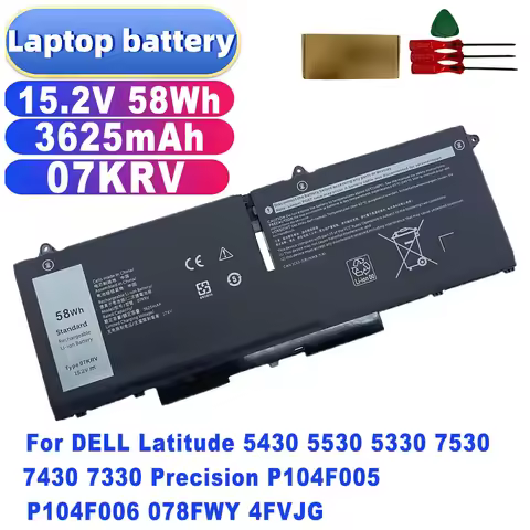 New 07KRV Laptop Battery For DELL Latitude 5430 5530 5330 7530 7430 7330 Precision P104F005 P104F006