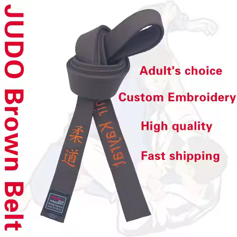 Judo belts High-quality pure cotton, IJF certified, brown color, width 4.5cm,220-360cm, custom embro