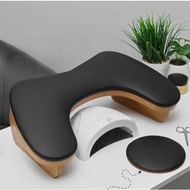 U-shaped nail armrest pillow covered with premium leather | Nail shelf with U-shaped wooden frame an