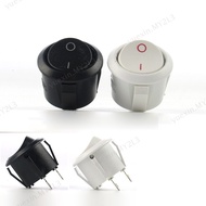 2/5pcs Black White 2PIN ON/OFF Round Rocker Toggle Power Button Switch 6A/250VAC 10A 125V AC cap with Plastic Push  MY2L3
