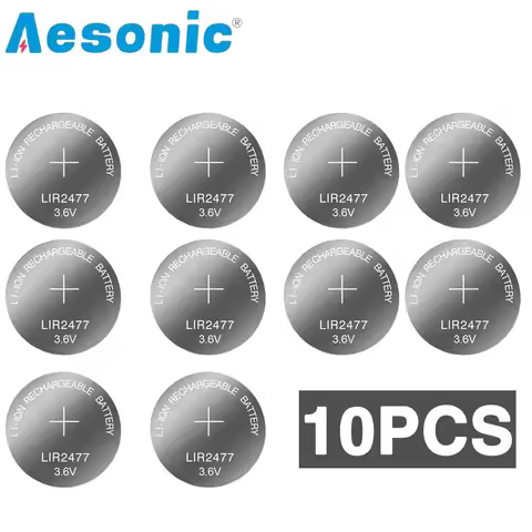 10pcs/lot 3.6V 200mAh LIR2477 Button Battery Lithium Rechargeable Battery Coin Cell for Watch Calcul
