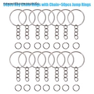 50pcs Keychain Rings with Chain and 50pcs Open Jump Rings DIY Key Chain Set