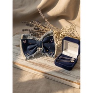 Denim Ribbon hair clip/ Korean Ribbon hair clip