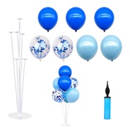 9pcs set Balloon Holder Birthday Background Birthday Decoration IInflator-Blue Set
