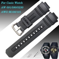 Rubber Bracelet 16Mm Watchband For Casio G-Shock Aw-591/590/5230 Awg-M100/101 Aw-582B Wristband S