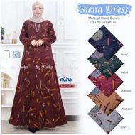 Gamis Siena Dress Diana Denim Melar Jumbo Realpict Original - Maroon