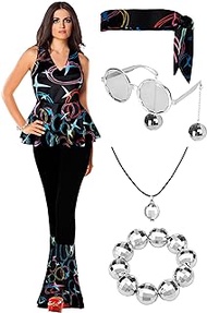 70s Disco Outfit Women 70s Costume for Women Disco Halloween Costumes Accessories Set