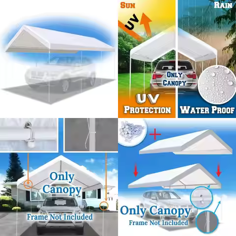 BenefitUSA 10x20 Carport Replacement Canopy Cover, Shelter Tarp, Canopy Only with Edge