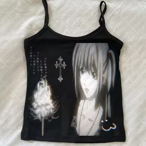 Y2K Style 90s Aesthetic Punk Grunge Camisole Top Sleeveless Women Print Crop Top Emo Girl Clothes St