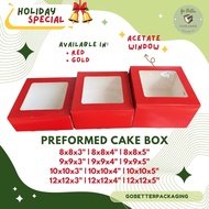 [10 pcs] Preformed Cake Box with Acetate Window 8x8x3 8x8x4 8x8x5 9x9x3 9x9x4 9x9x5 10x10 and 12x12