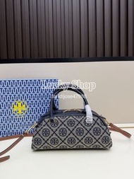 全新🌸Tory Burch 迷你老花波士頓包 深藍 單肩包 斜挎包