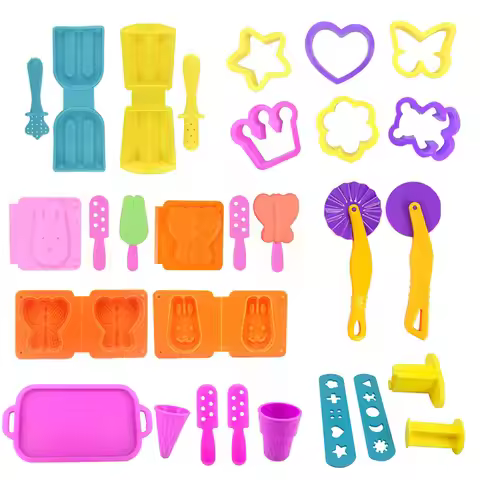 Playdough Ice Cream Mold for Kids Simulation Cookies Popsicle Party Play Plastics Clay Dough Tools A